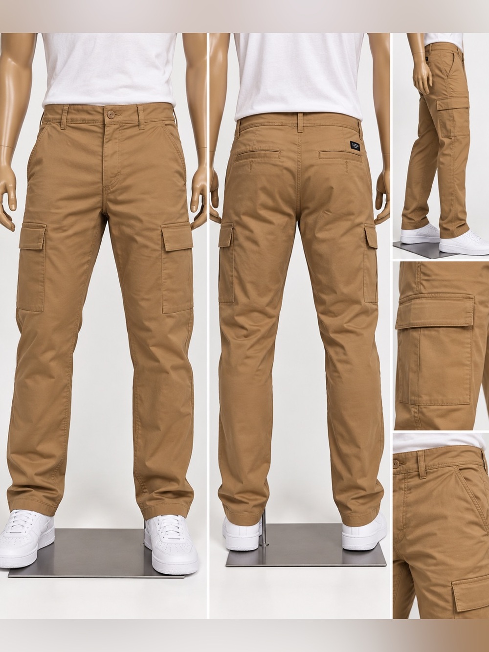 BLEND Men’s Tan Cargo Pants NWT Size 36x32 Cotton Stretch Utility